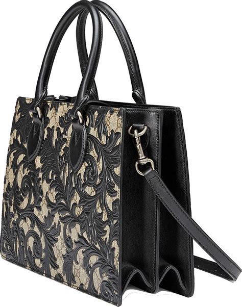 gucci arabesque tote|Gucci Arabesque canvas top handle bag.